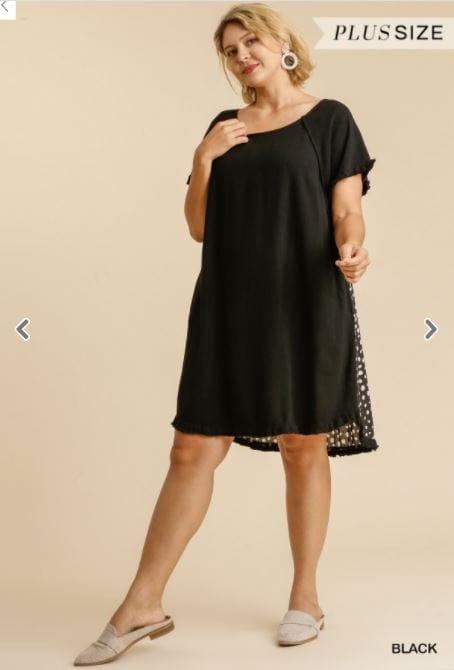 Say No More- linen blend swing dress with dalmatian print back - Esme and Elodie