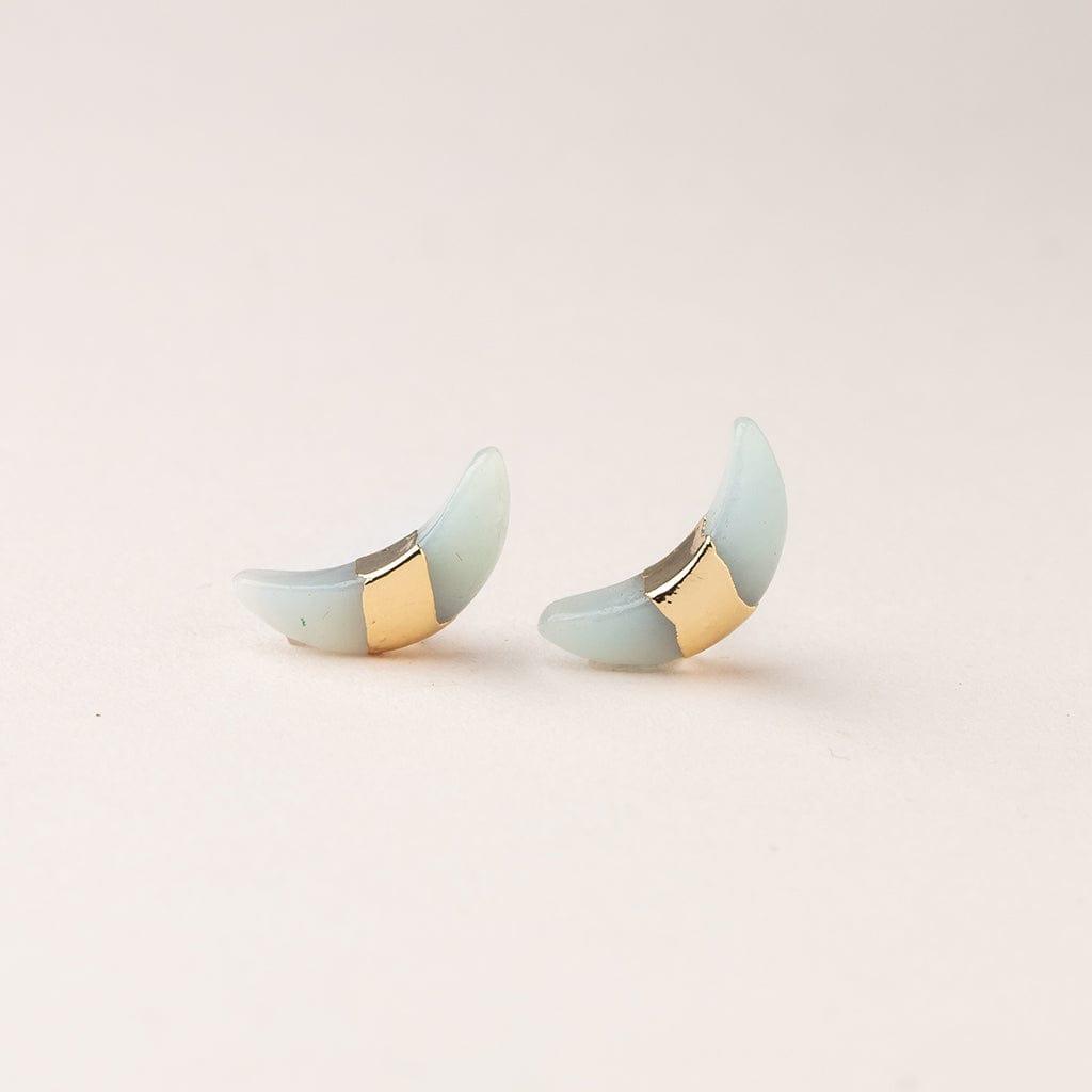 Scout- Crescent Moon Stud - Amazonite/Gold Stud - Esme and Elodie