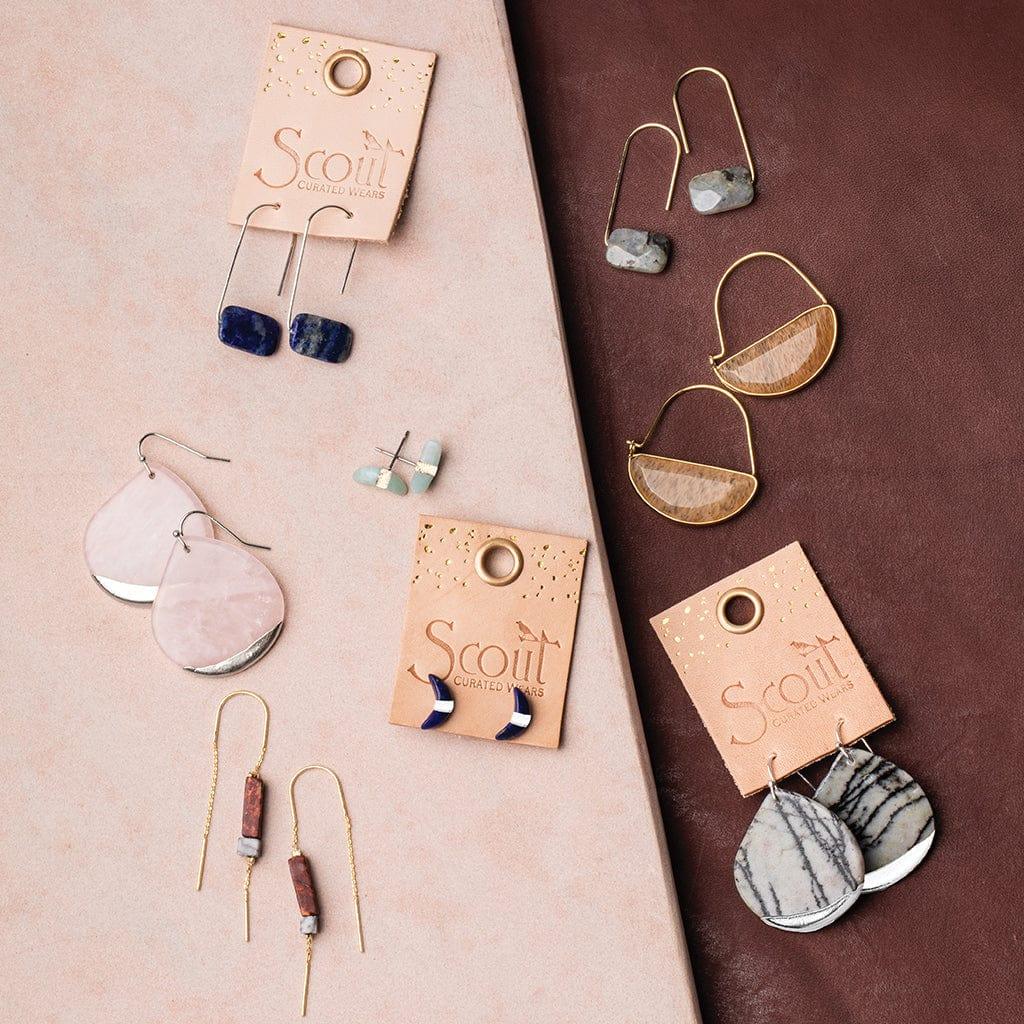 Scout- Crescent Moon Stud - Amazonite/Gold Stud - Esme and Elodie