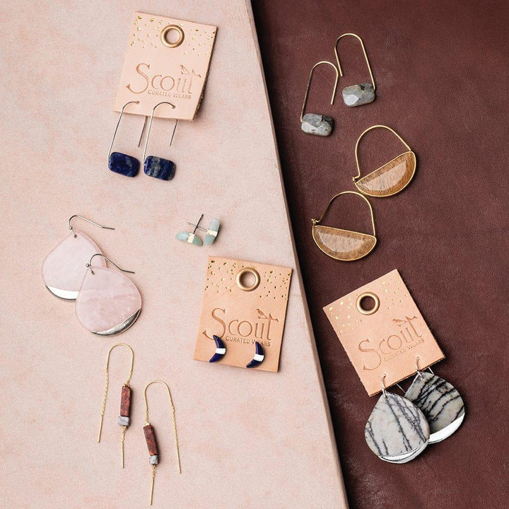 Scout- Crescent Moon Stud - Amazonite/Gold Stud - Esme and Elodie