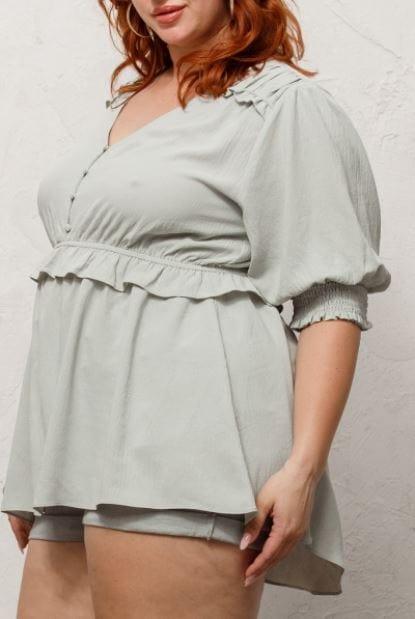 Seaside Sage: plus button down blouse - Esme and Elodie