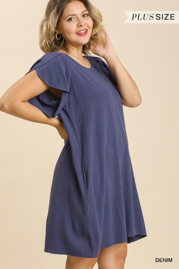 Seattle Skies- plus size linen blend tie back dress - Esme and Elodie