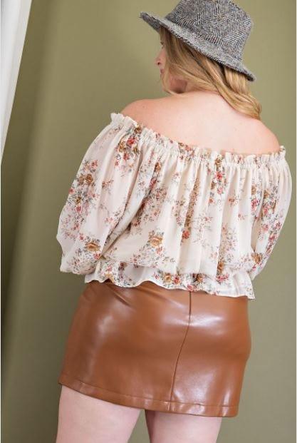 Sera- ruffle flower print off the shoulder top - Esme and Elodie