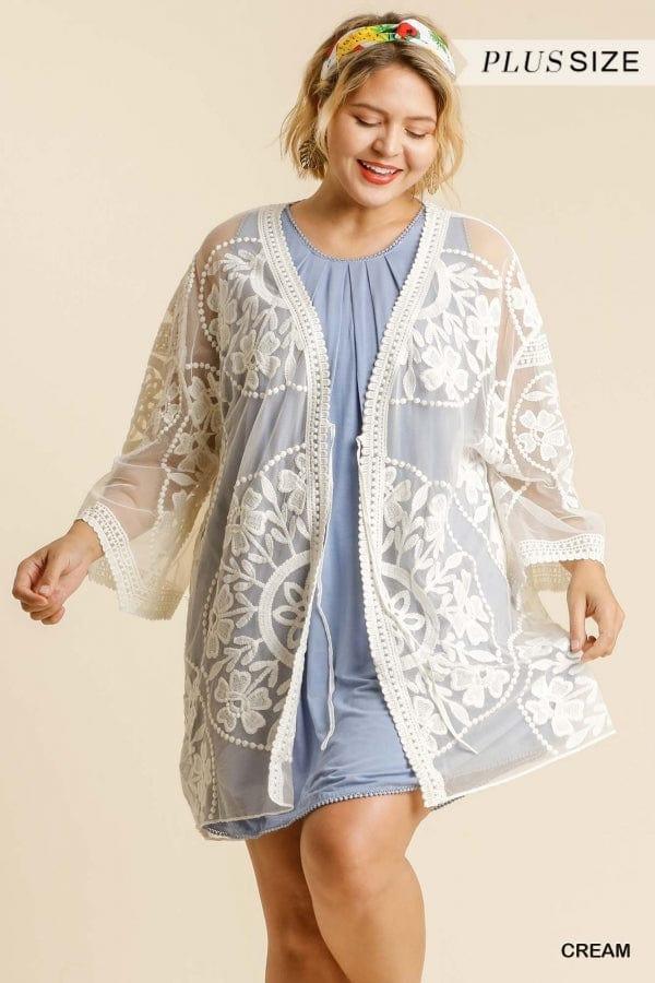 Sherie Baby- floral lace open front kimono with tie waist swimsuit coverup - Esme and Elodie