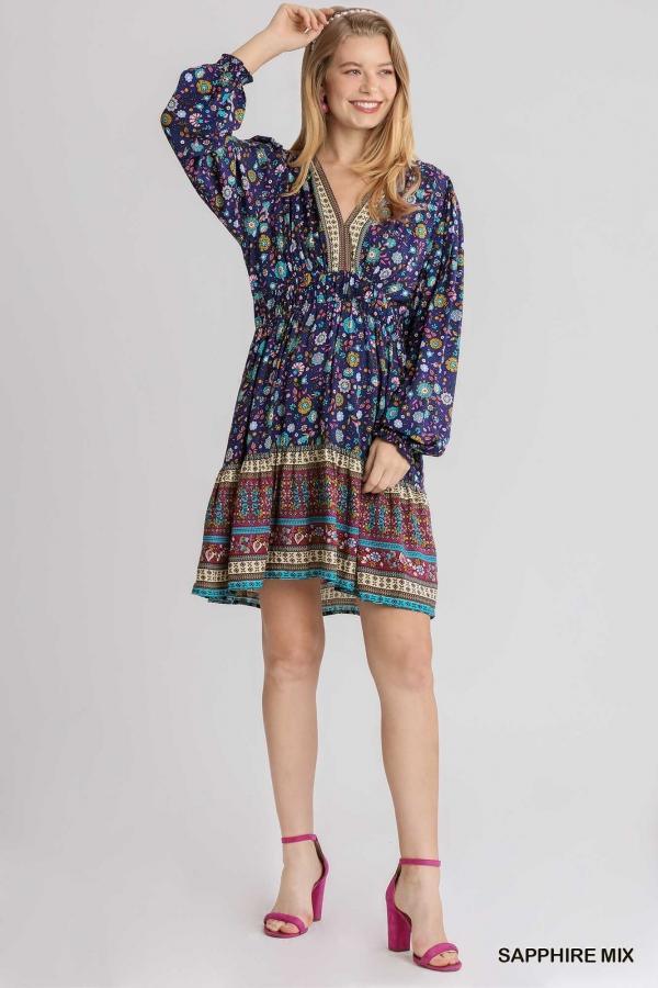 She's all I Need- Women's bohemian printed mini dress - Esme and Elodie