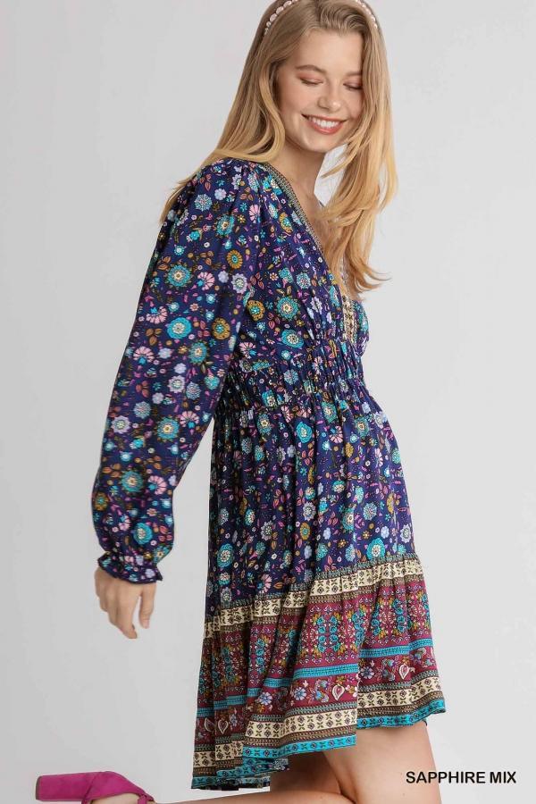 She's all I Need- Women's bohemian printed mini dress - Esme and Elodie