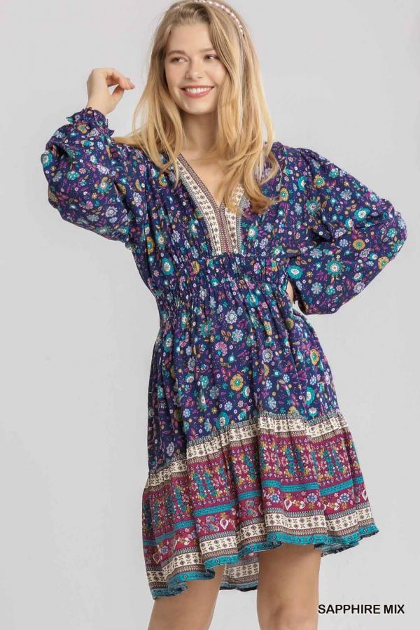 She's all I Need- Women's bohemian printed mini dress - Esme and Elodie