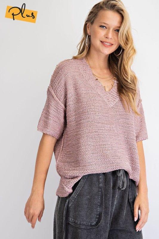 Short Sleeve sweater in Mauve by Easel - Esme and Elodie