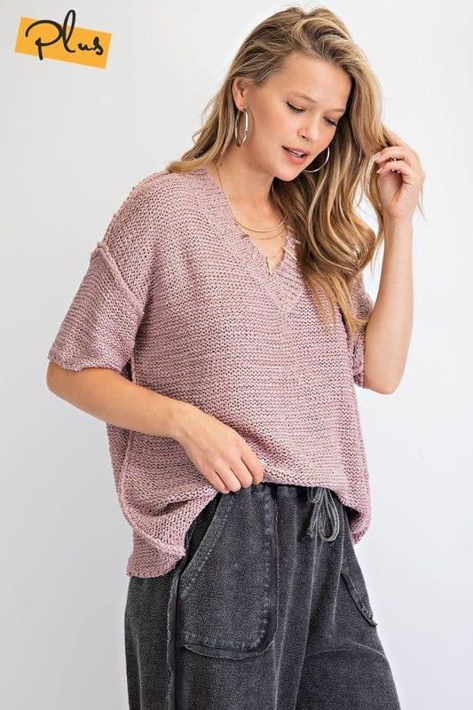 Short Sleeve sweater in Mauve by Easel - Esme and Elodie