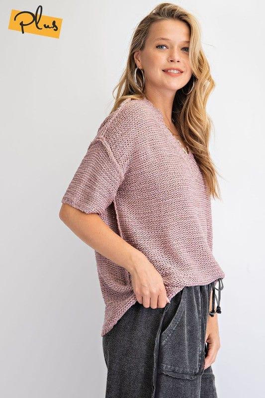 Short Sleeve sweater in Mauve by Easel - Esme and Elodie
