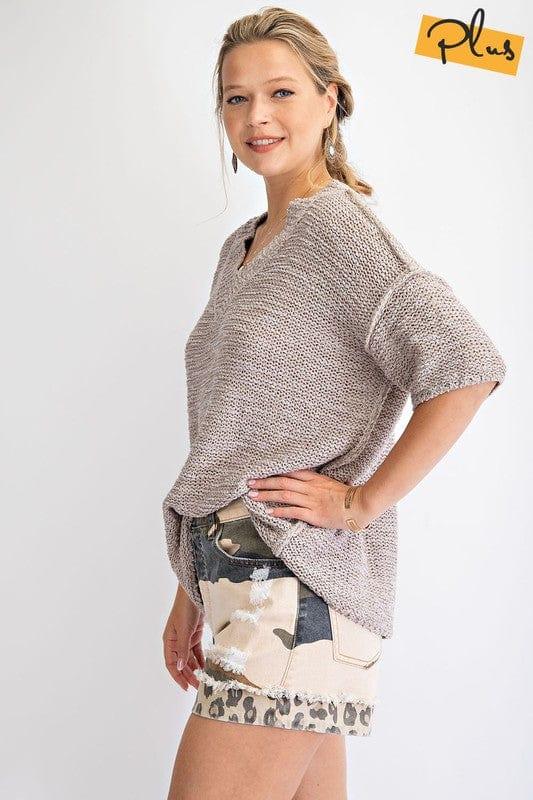 Short Sleeve sweater in Mushroom by Easel - Esme and Elodie