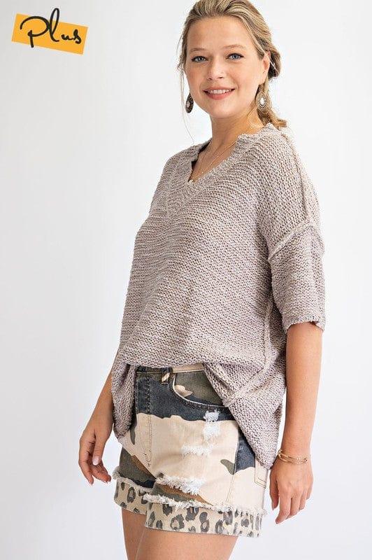 Short Sleeve sweater in Mushroom by Easel - Esme and Elodie