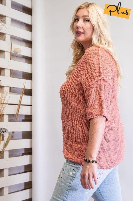 Short Sleeve sweater in Secret Coral by Easel - Esme and Elodie