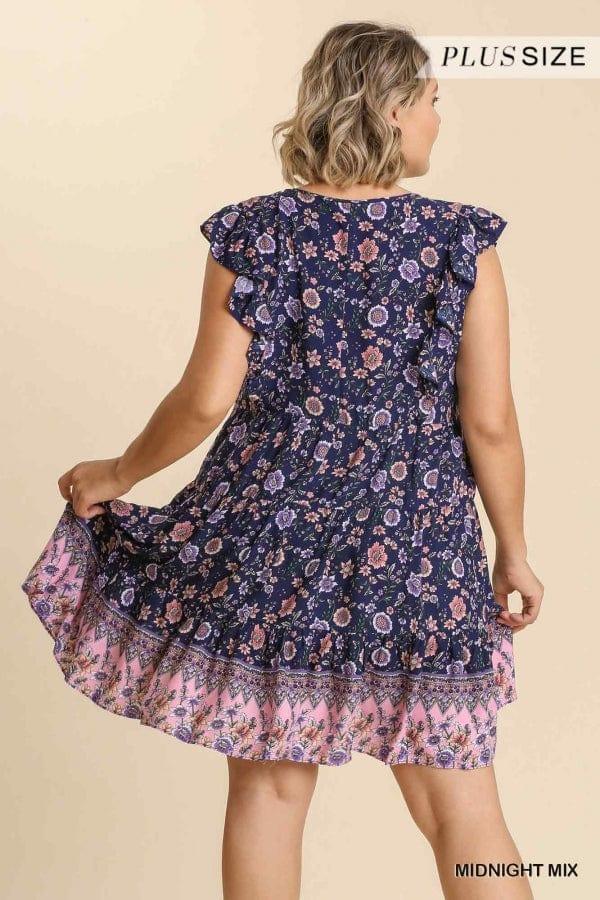 Silhouette- plus size mixed printe tiered dress with ruffles - Esme and Elodie