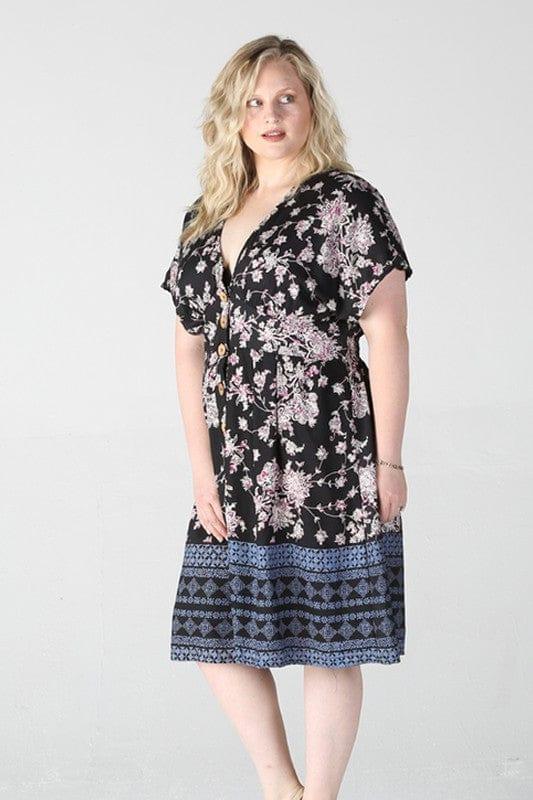 Sleepless Nights- plus size dolman style button down dress - Esme and Elodie