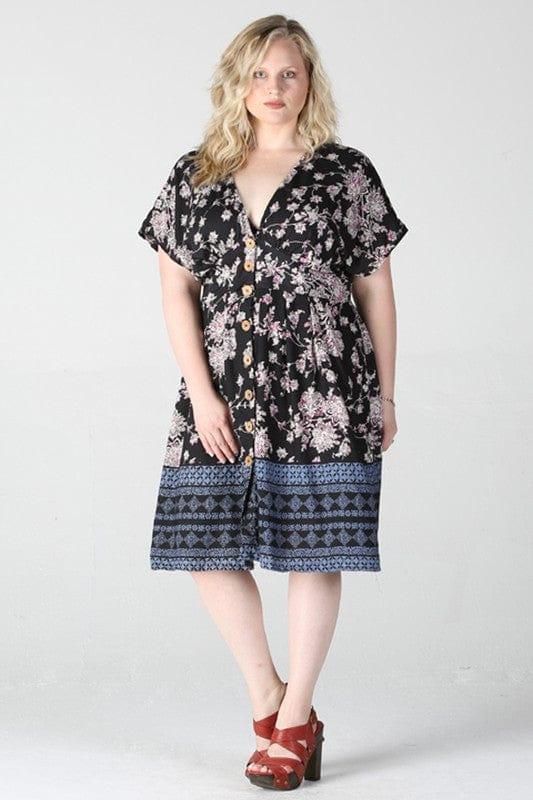 Sleepless Nights- plus size dolman style button down dress - Esme and Elodie