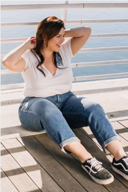Solei- plus size cuffed boyfriend jean - Esme and Elodie