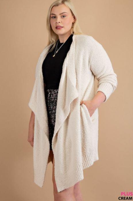 Spun Sugar- plus size soft cascading cardigan - Esme and Elodie