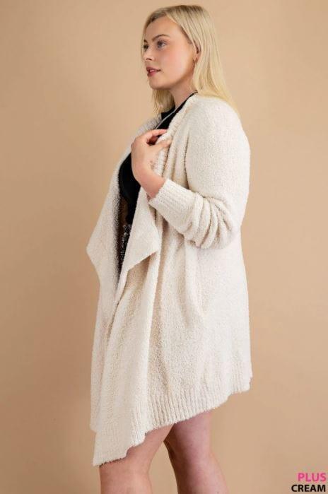Spun Sugar- plus size soft cascading cardigan - Esme and Elodie