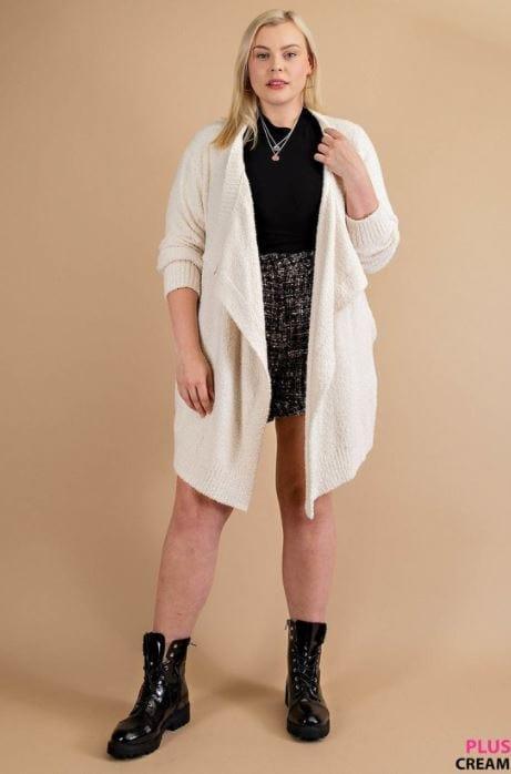 Spun Sugar- plus size soft cascading cardigan - Esme and Elodie