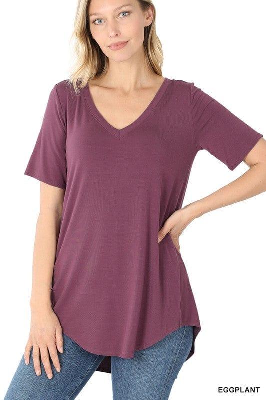 Staple T- best selling womens and plus size t-shirt- Eggplant - Esme and Elodie