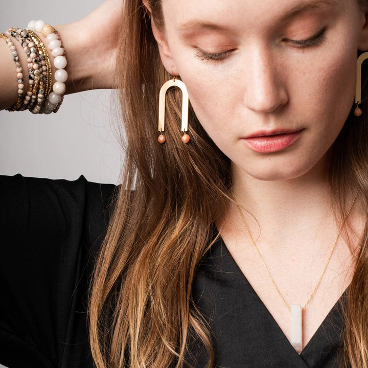 Stone Arches Earring - Sunstone/Gold - Esme and Elodie