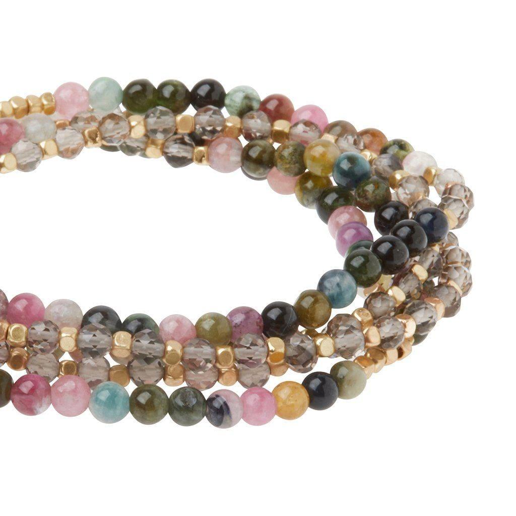 Stone Duo Wrap Bracelet/Necklace/Pin - Tourmaline & Smoky Quartz - Esme and Elodie
