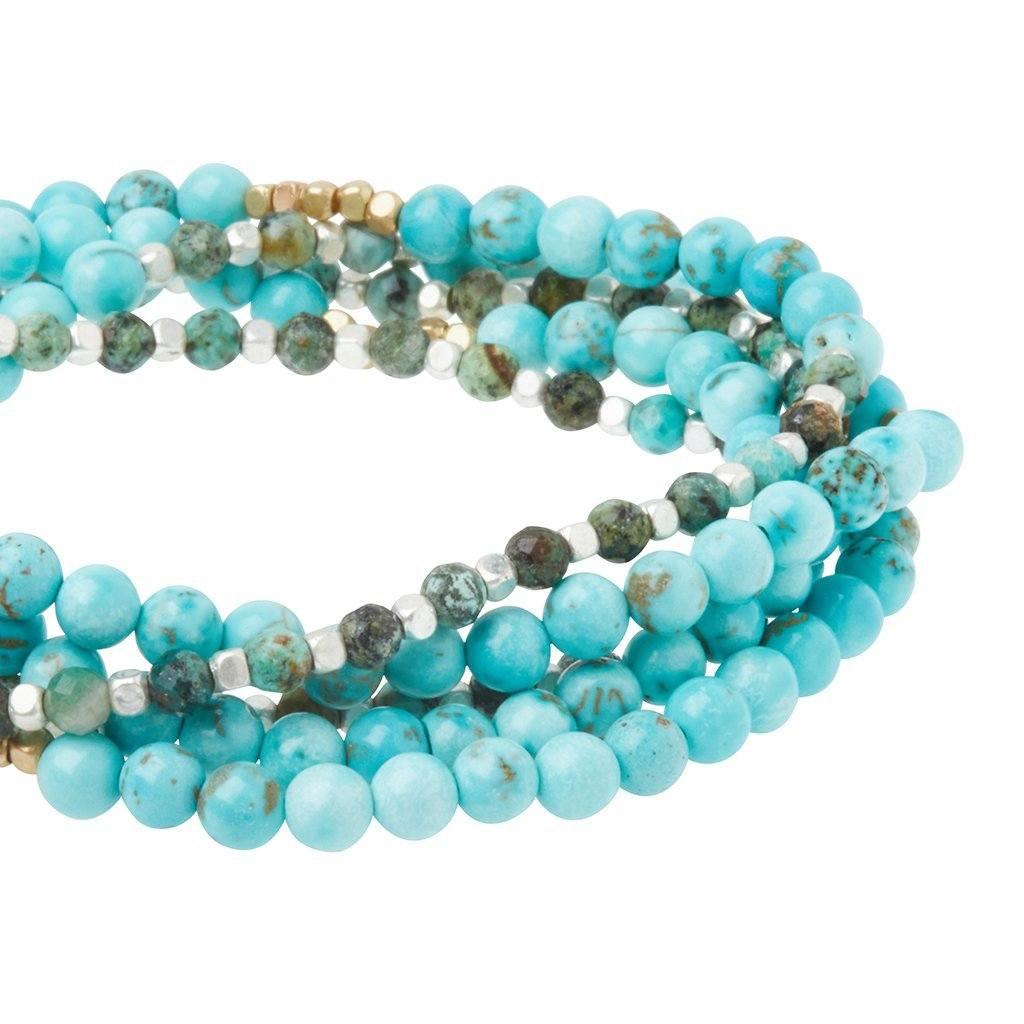 Stone Duo Wrap Bracelet/Necklace/Pin - Turquoise & African Turquoise/Gold & Silver - Esme and Elodie