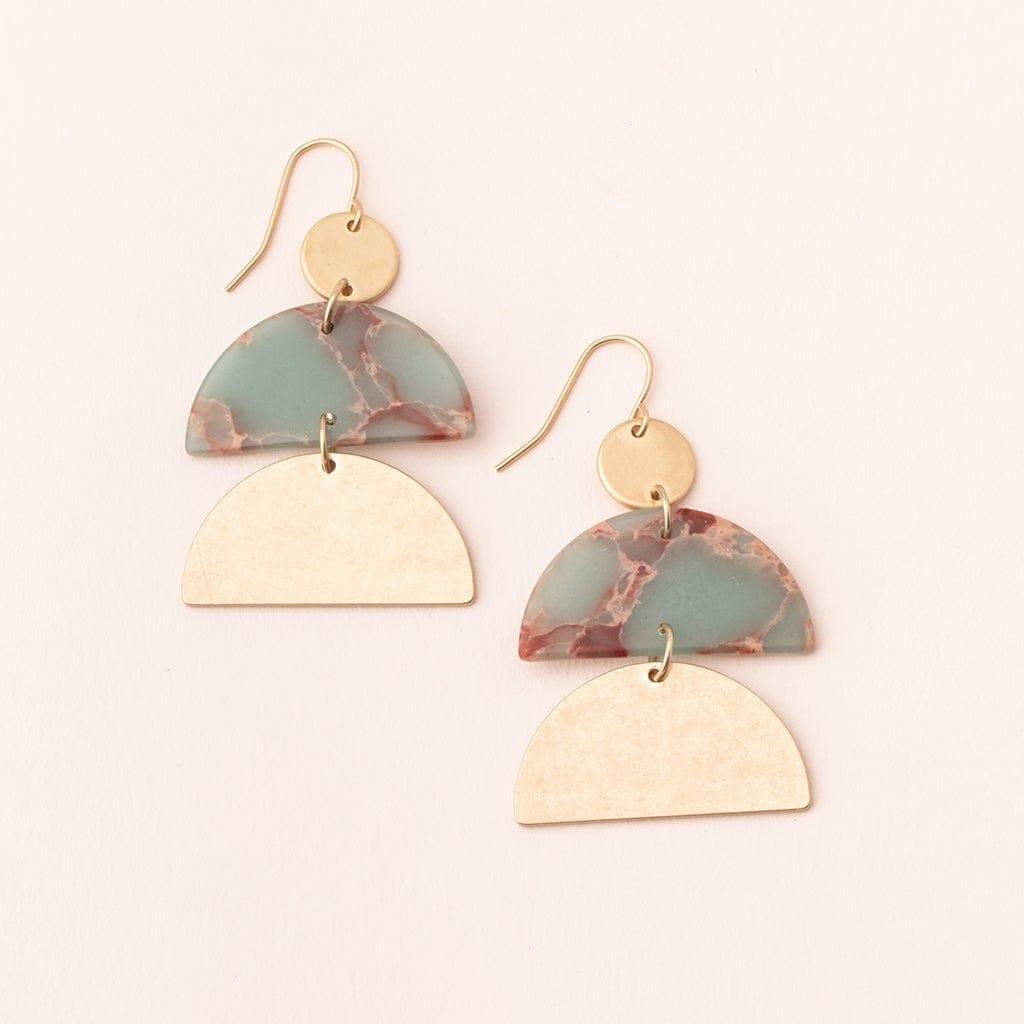 Stone Half Moon Earring - Aqua Terra/Gold - Esme and Elodie
