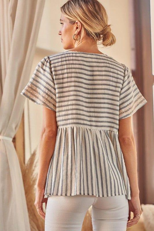 Striped Babydoll with embroidery Detail - Esme and Elodie