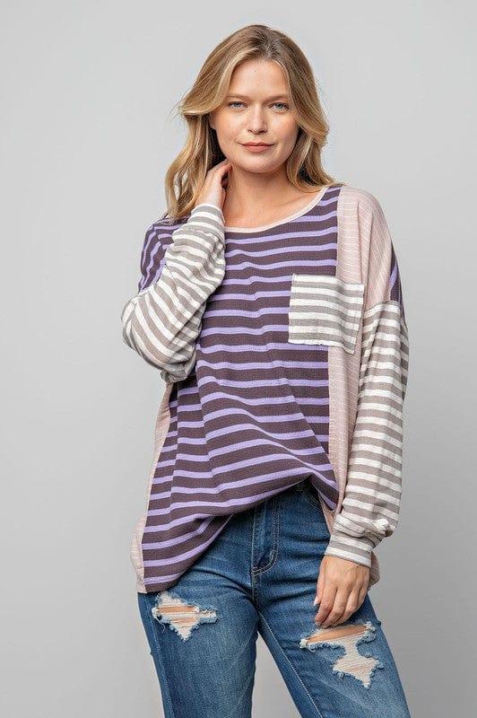 Women's Striped loose knit fit top - Esme and Elodie