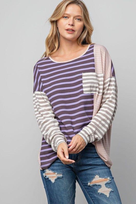 Women's Striped loose knit fit top - Esme and Elodie