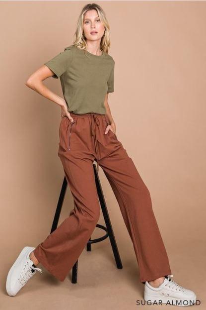 Plus Women's Sugar Almond- women's and plus terry cloth cotton pants - Esme and Elodie