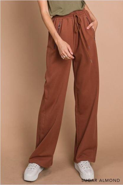 Plus Women's Sugar Almond- women's and plus terry cloth cotton pants - Esme and Elodie