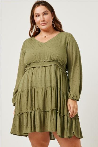 Sweetgrass- plus size swiss dot mini dress - Esme and Elodie