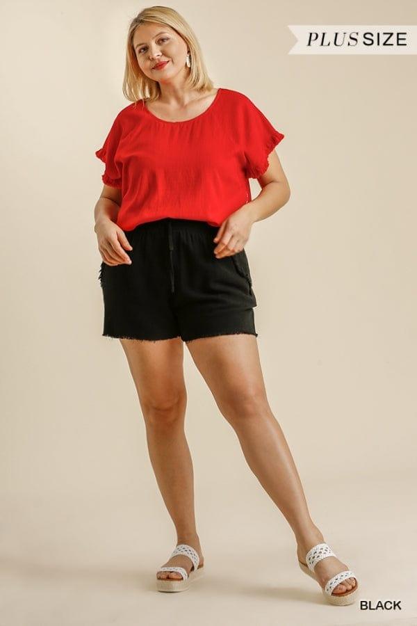 Tar- plus size linen elastic waistband shorts - Esme and Elodie