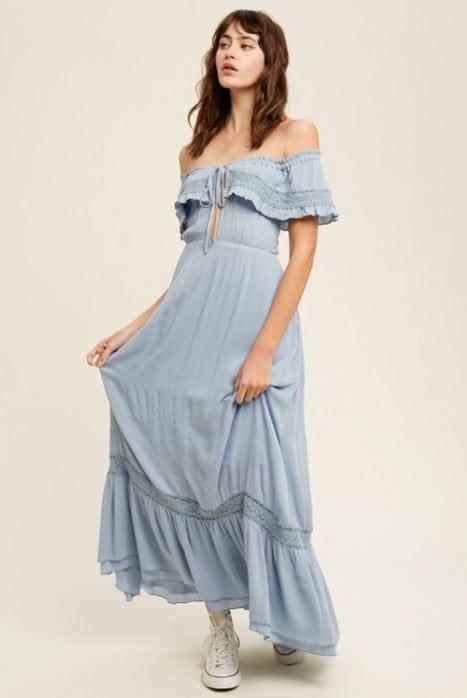 Teeni- woven maxi dress with adjustable center strap - Esme and Elodie