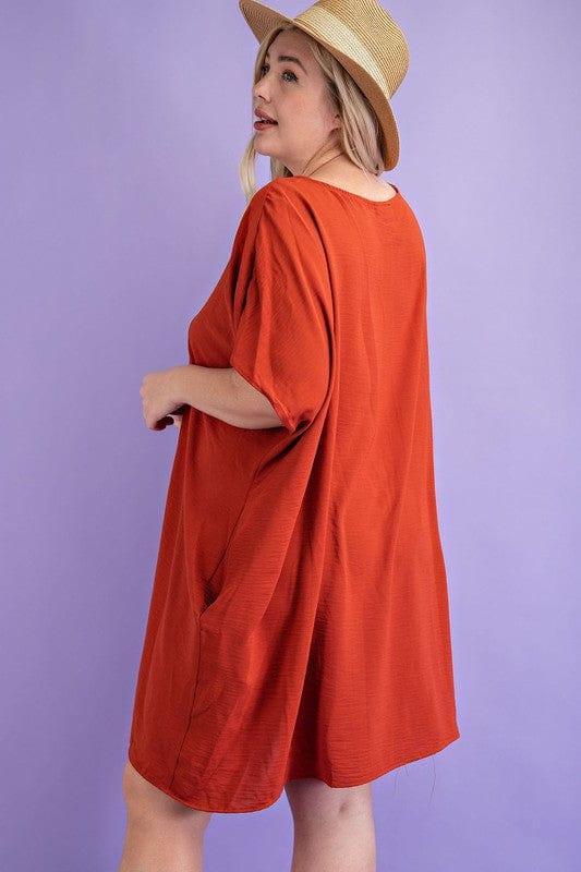 The Ish- plus size short sleeve dress with deep v neckline and POCKETS - Esme and Elodie