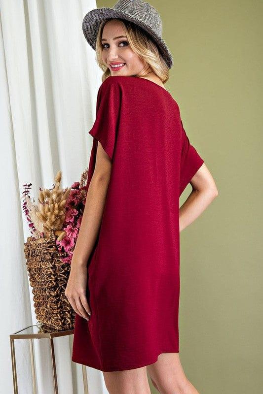 The Ish- short sleeve dress with deep v neckline and POCKETS - Esme and Elodie