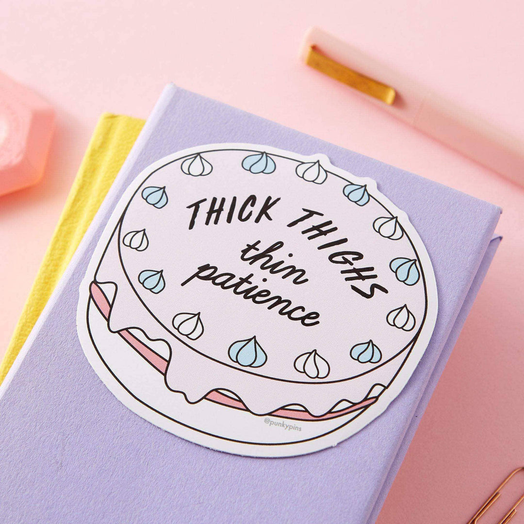 Thick Thighs, Thin Patience Die Cut Vinyl Sticker - Esme and Elodie