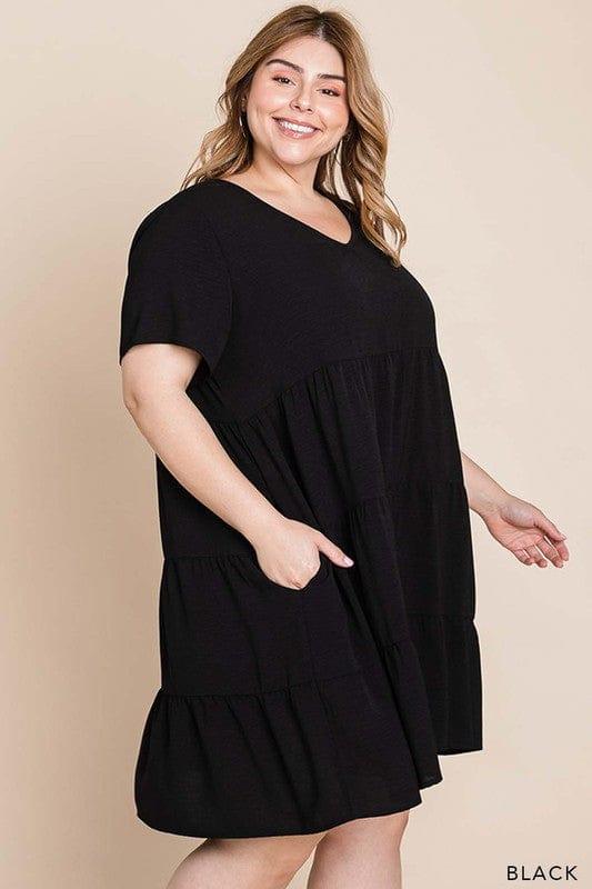 This is our Party-womens vneck ruffle vneck black dress - Esme and Elodie