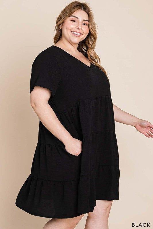 This is our Party-womens vneck ruffle vneck black dress - Esme and Elodie