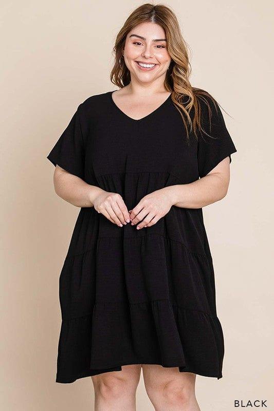 This is our Party-womens vneck ruffle vneck black dress - Esme and Elodie