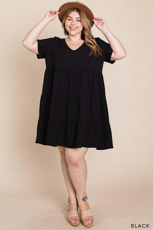 This is our Party-womens vneck ruffle vneck black dress - Esme and Elodie