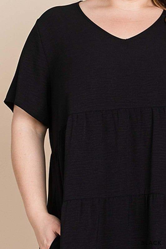 This is our Party-womens vneck ruffle vneck black dress - Esme and Elodie