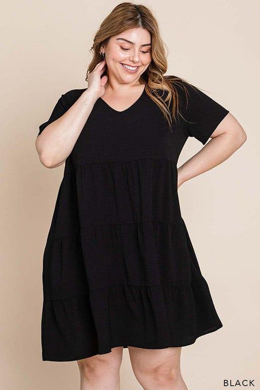 This is our Party-womens vneck ruffle vneck black dress - Esme and Elodie