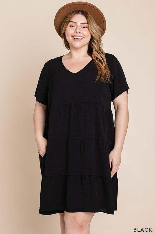 This is our Party-womens vneck ruffle vneck black dress - Esme and Elodie