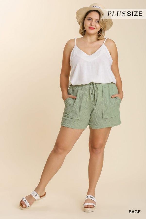 Thyme and Thyme Again- plus size drawstring shorts - Esme and Elodie