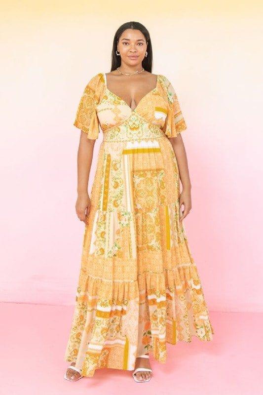 Tightrope- plus size women maxi dress with plunging neckline - Esme and Elodie