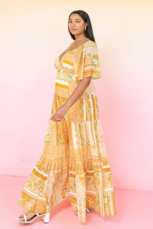 Tightrope- plus size women maxi dress with plunging neckline - Esme and Elodie